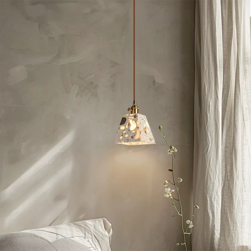 Natuurlijke Wabi-sabi Doorschijnende Terrazzo Hanglamp HL1003