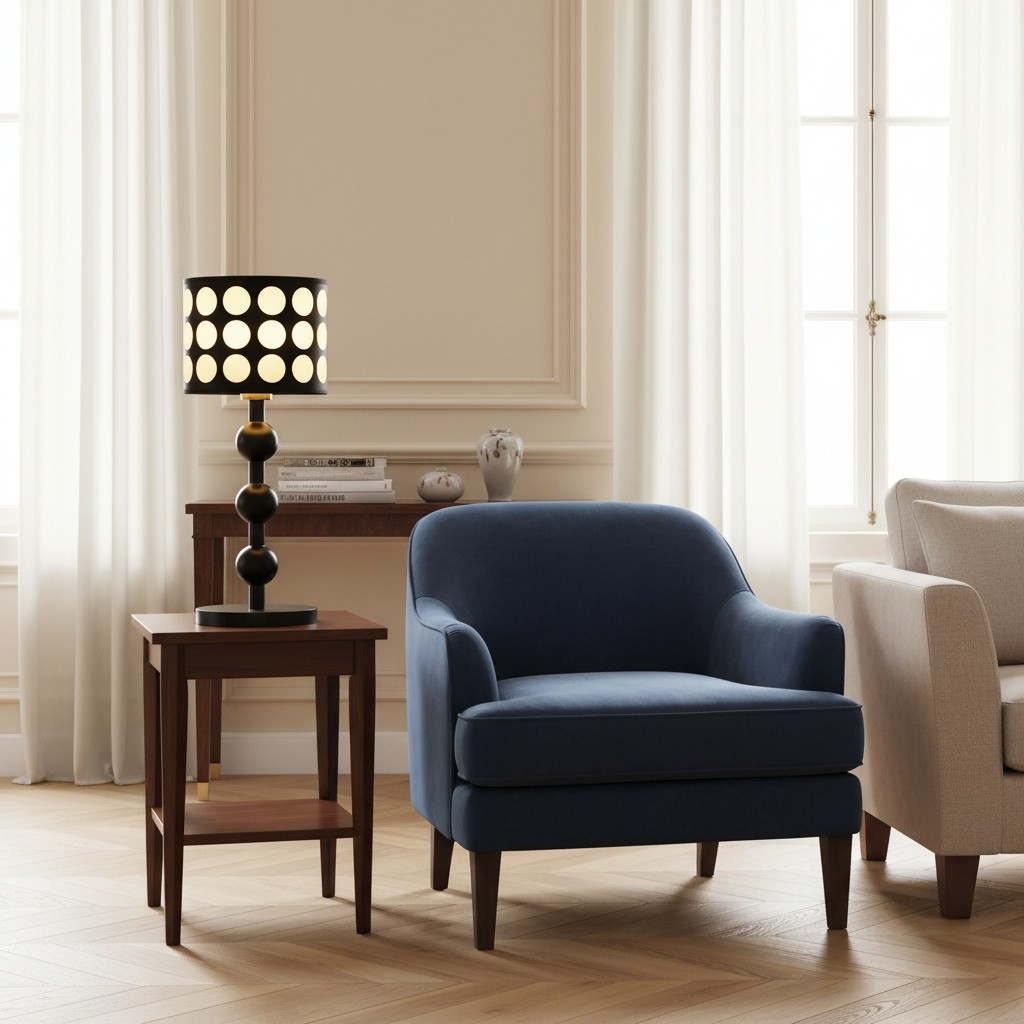 Retro Tafellamp met Stippenpatroon - Houten vloerlamp voor woonkamer HL1844