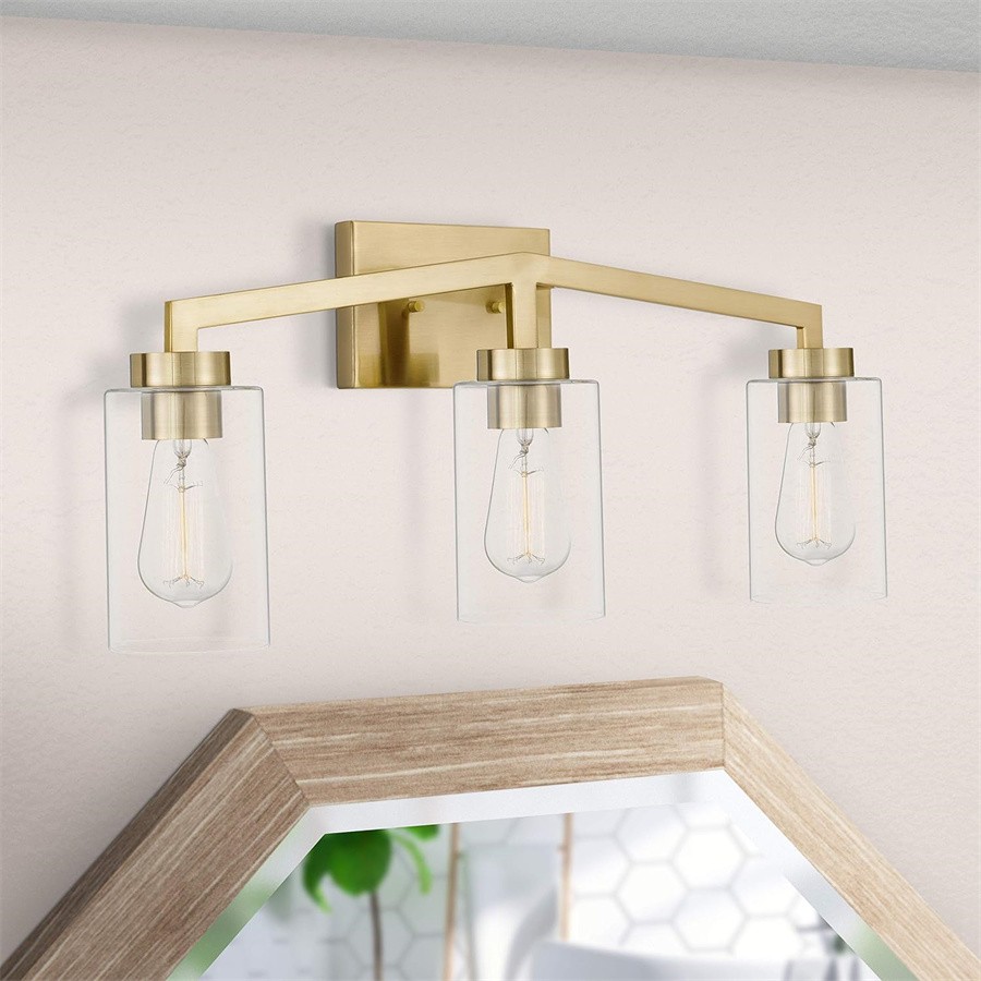 Industriële messing cilindrische glazen wandlamp HL237