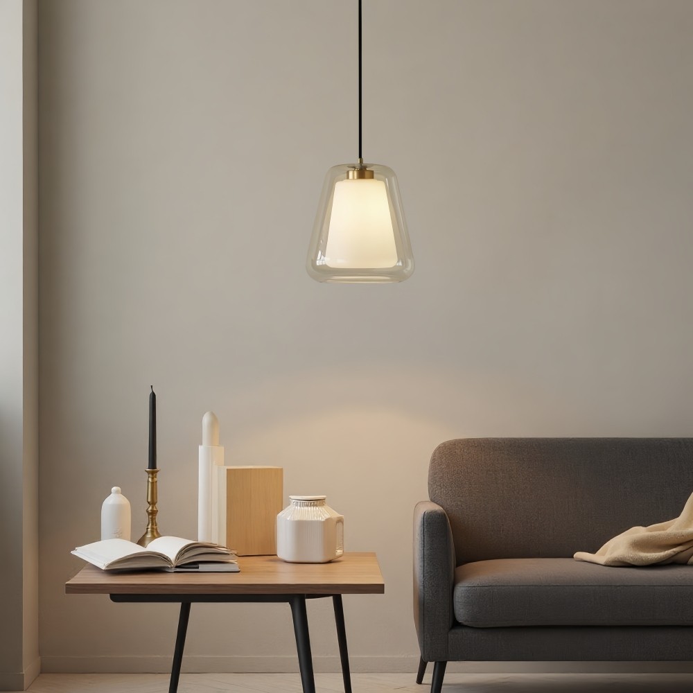 Hanglamp met dubbel glas - modern flesontwerp voor de keuken HL1317