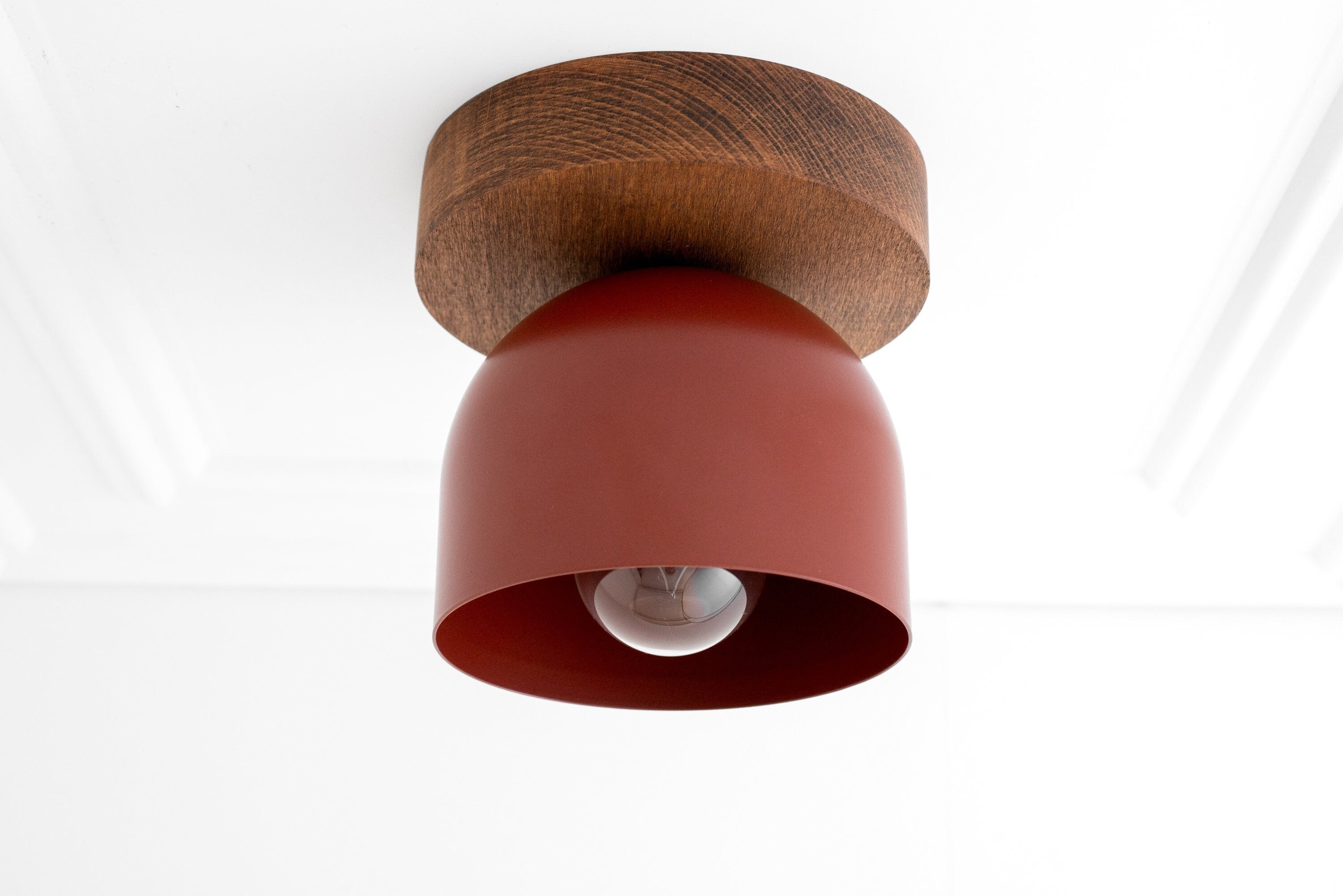 Metio Dome moderne rustieke plafondlamp - houten en metalen fusie HL1734