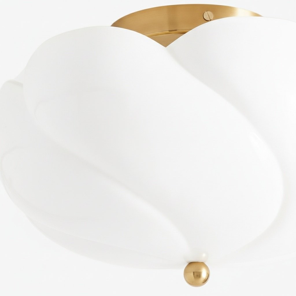Modo plafondlamp - Minimalistische glazen kap met slank messing frame voor eetkamer of kantoor HL1908