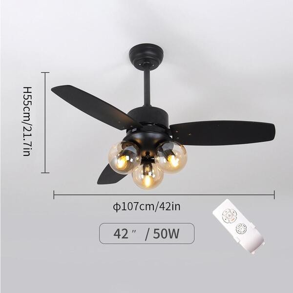Moderne Houten Glazen Ventilator Plafondlamp HL52