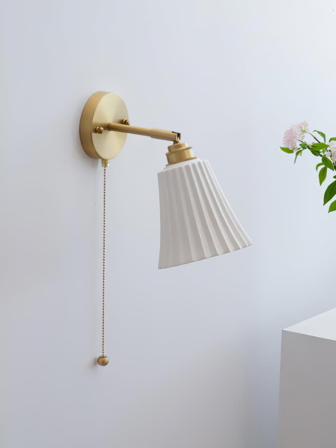 Moderne trekkoord metalen keramiek binnenwandlamp voor slaapkamer HL863