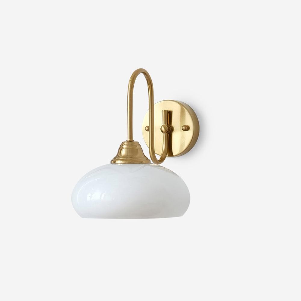 Bauhaus Wind Cream Glazen Kap Metalen Gebogen Paal Wandlamp HL958