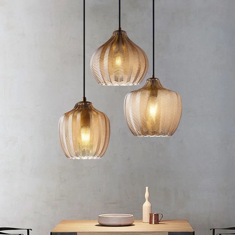 Hanglamp in golvend glas in Scandinavische stijl HL1242