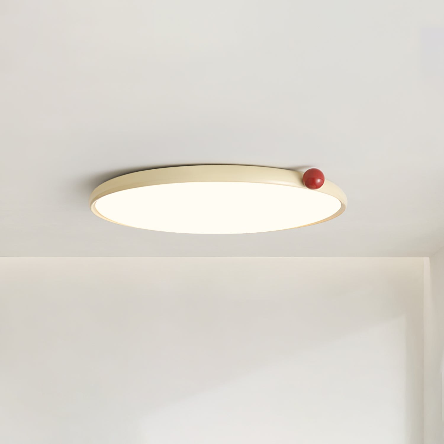 Minimalistische schijfvormige crèmekleurige ultradunne plafondlamp HL608
