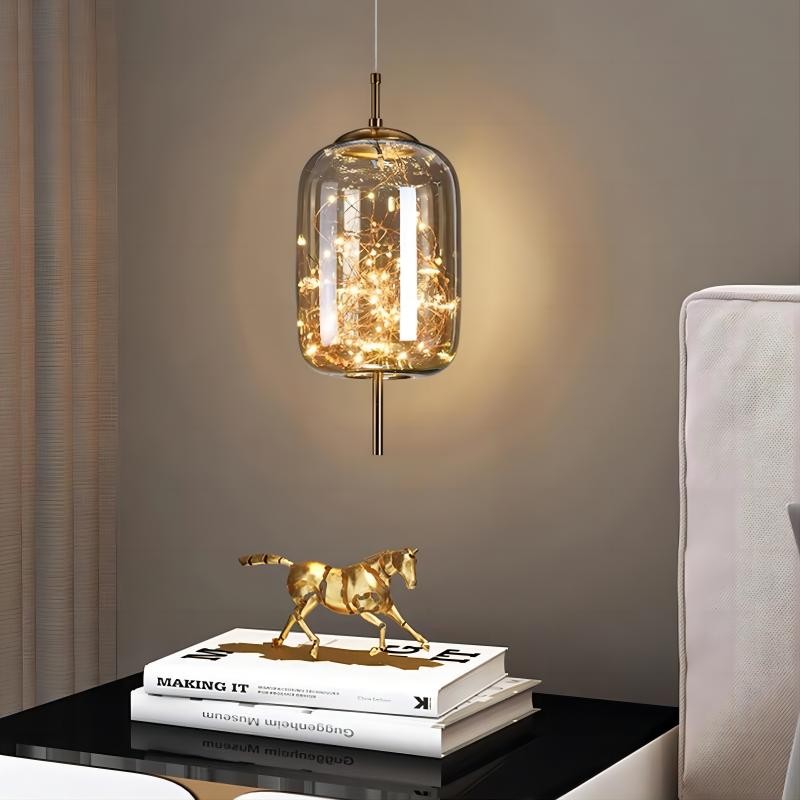 Scandinavische cilindervormige ovale glazen hanglamp HL479