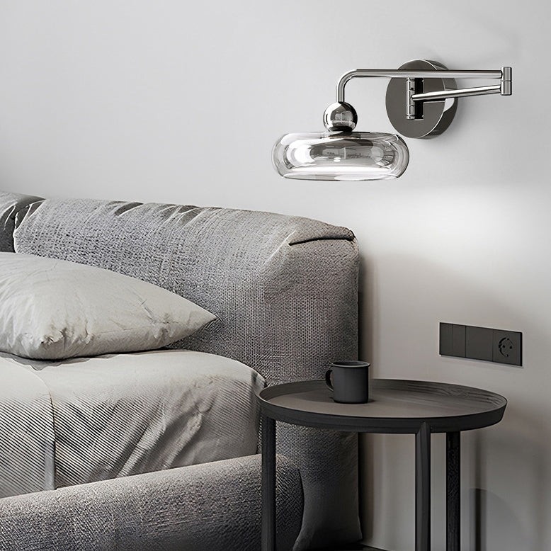 Moderne Scandinavische ronde glazen wandlamp met wiparm en LED-verlichting HL1106