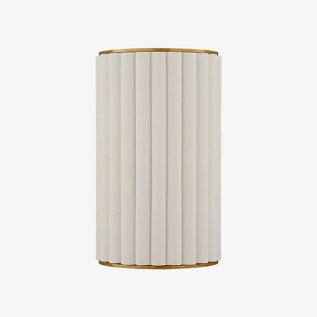 Duova wandlamp met geschulpte rand - Antiek messing met linnen stof, geschikt voor woonkamer en slaapkamer HL1909