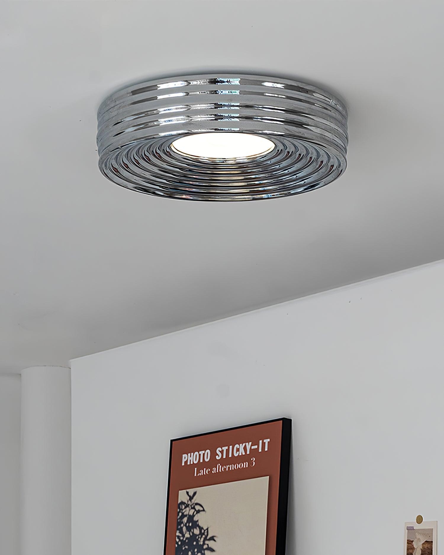 Crèmekleurige geribbelde plafondlamp met drie kleurenverandering HL475
