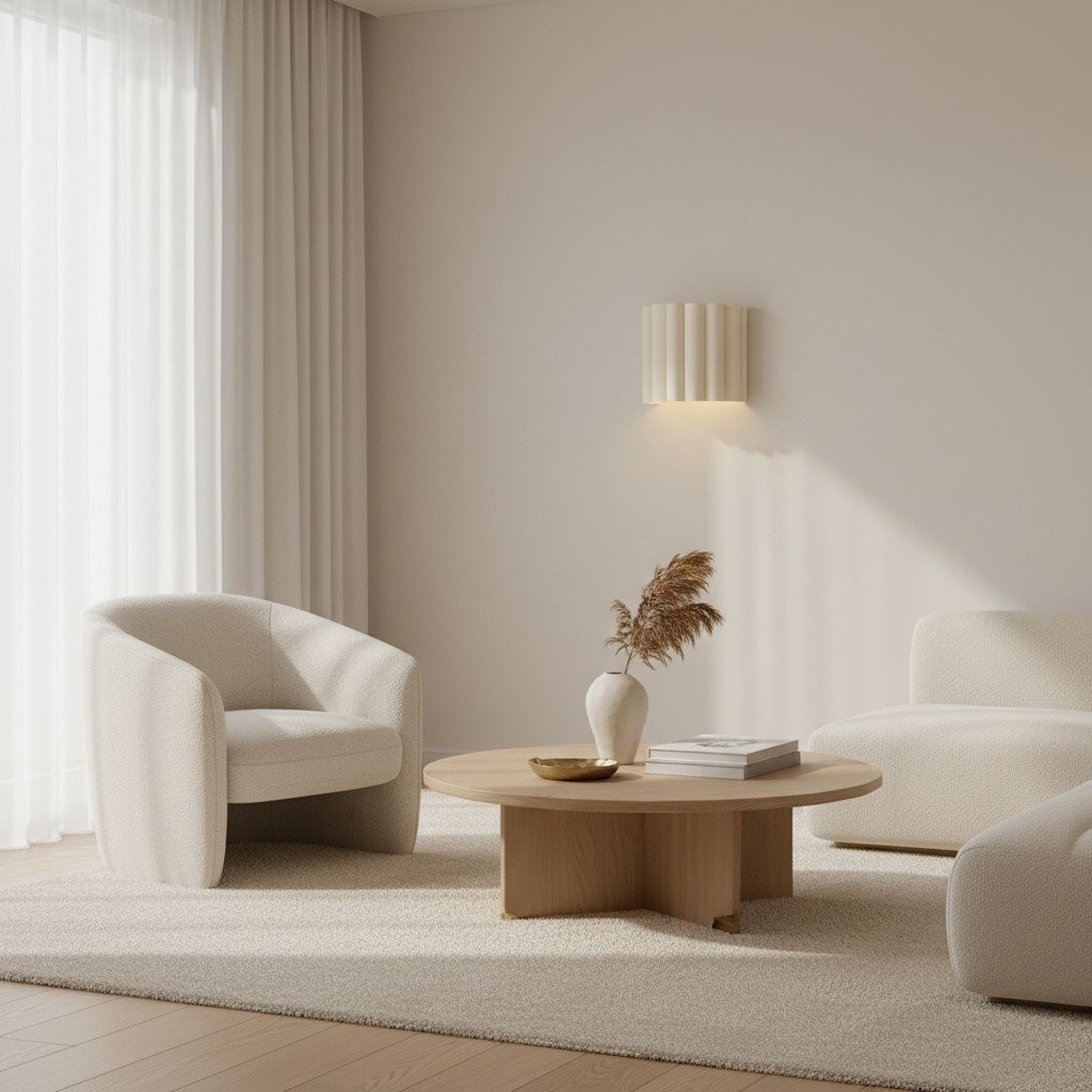 Velura linnen wandlamp met plooien - Zachte, geplooide stof voor sfeerverlichting in slaapkamer of hal HL1992