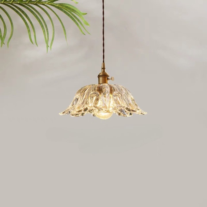 Retro Franse bloemen glazen hanglamp HL1275