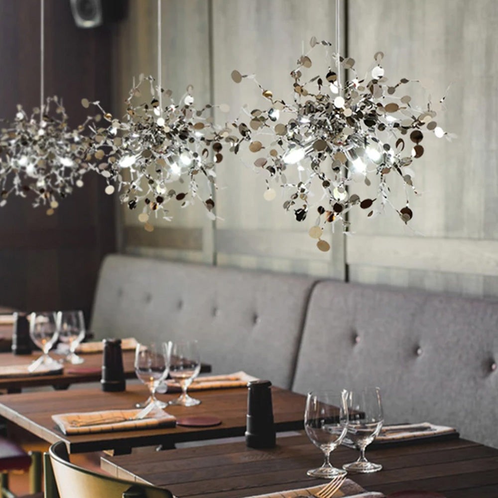 Moderne creatieve decoratieve bladroestvrijstalen hanglamp HL466