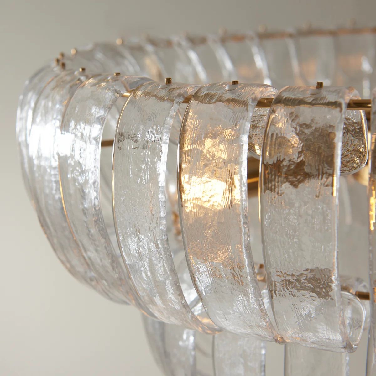 Solara hanglamp met 6 lampen in meerdere lagen - Cascaderend gebogen glas en metalen frame voor eetkamer en hal HL2102