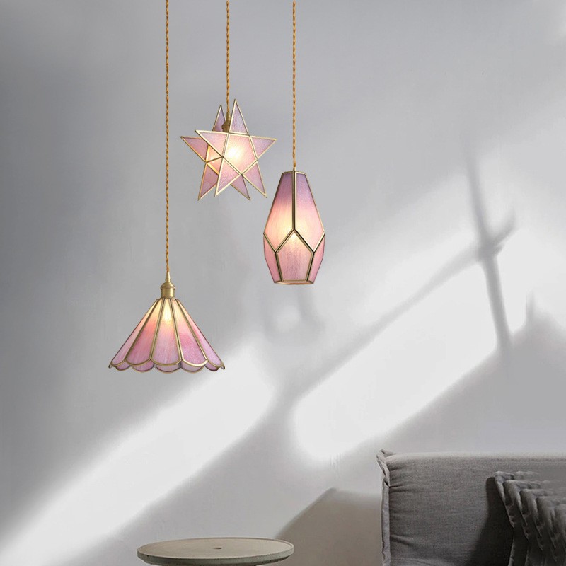 Romantische Retro Messing Glazen Hanglamp HL66