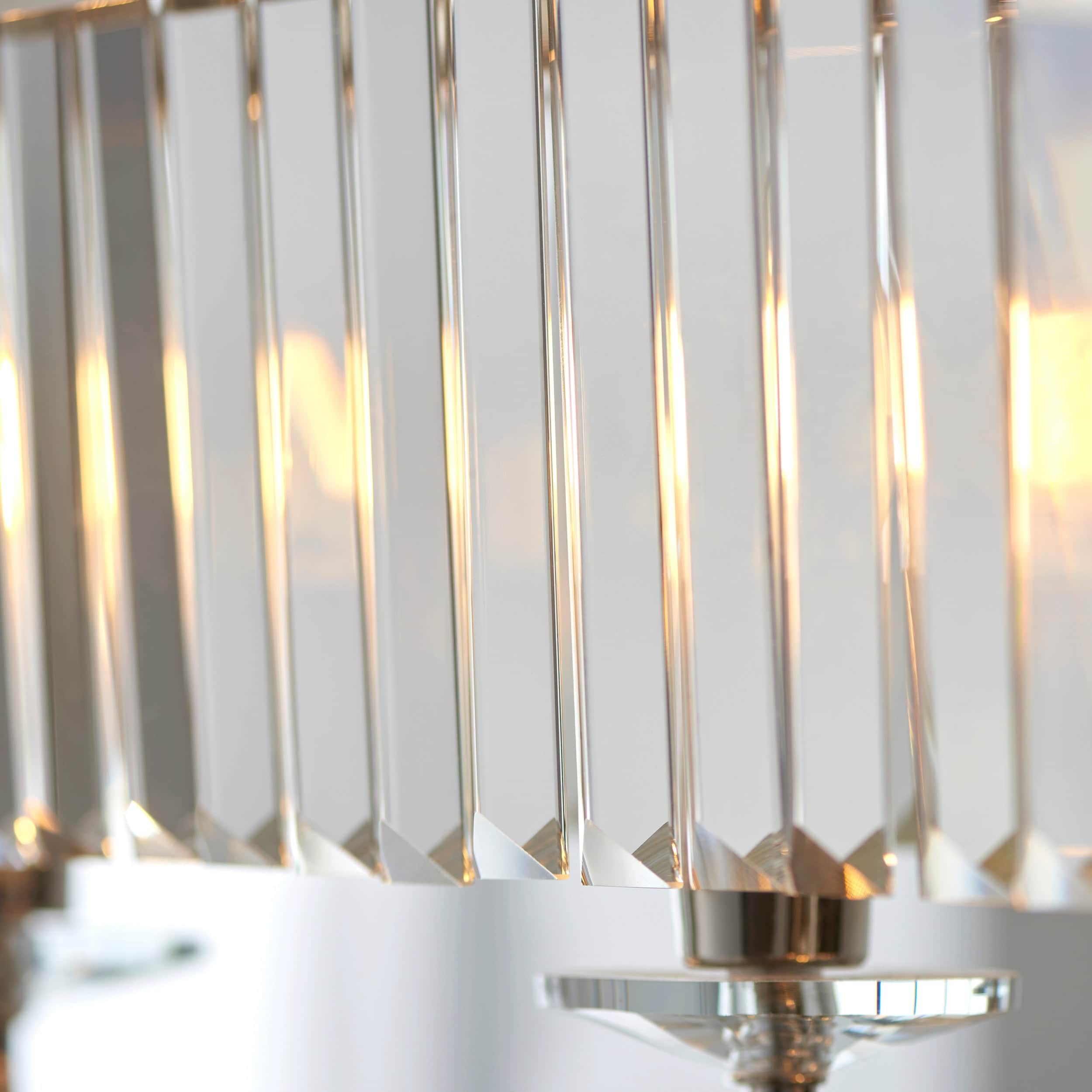 Beveline 4-lichts lineaire plafondpendel met geslepen facetglas - Strak metalen frame voor eetkamer HL2054