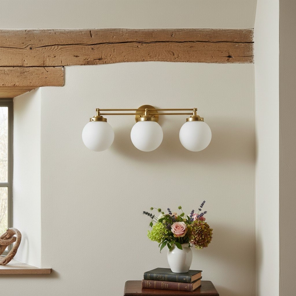 Glorica Glass moderne badkamerlamp - 3-lichts bolvormige badkamerarmatuur van opaalglas HL1714