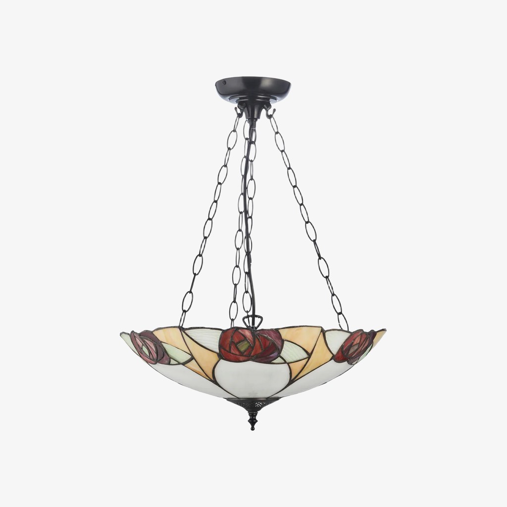 TF Ingram handgemaakte plafondlamp van gebrandschilderd glas - Vintage Art Deco Tiffany-lamp voor de eetkamer HL2219