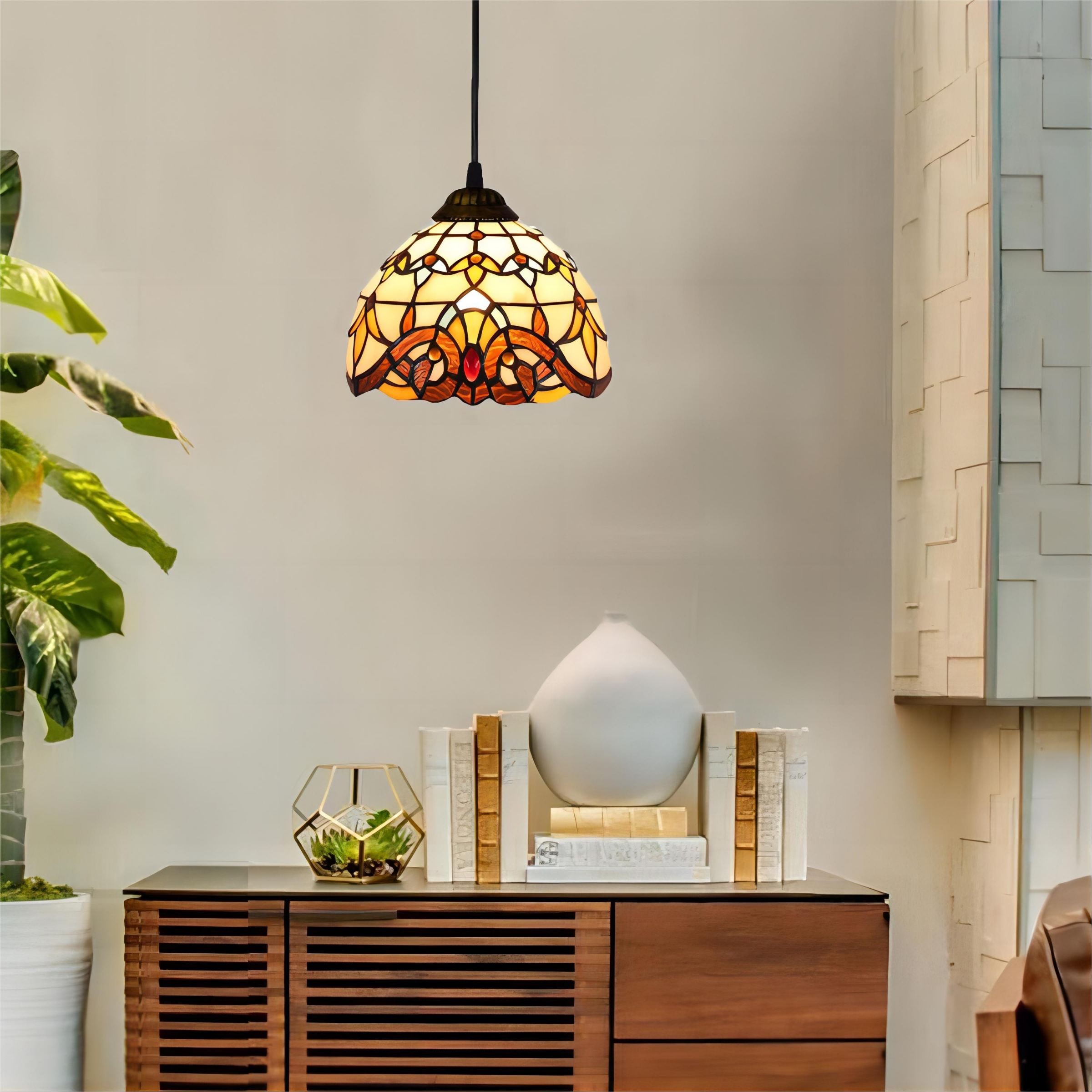 Hanglamp In Vintage Gekleurd Glas In Tiffany Stijl HL13