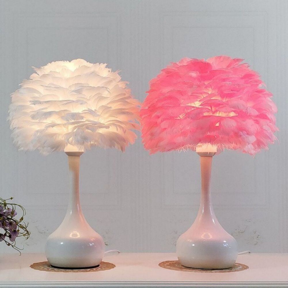 Luxe LED pluizige veer tafellamp HL08