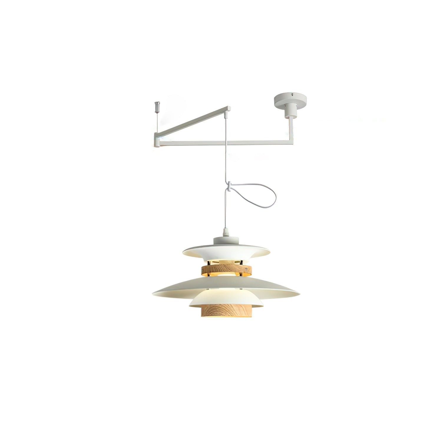 Meerlaagse houtnerf hanglamp met zwenkarm HL1088