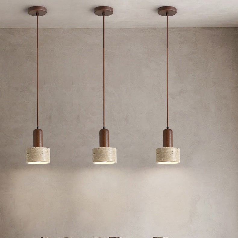 Traditionele retro cilindrische hanglamp van massief hout HL868