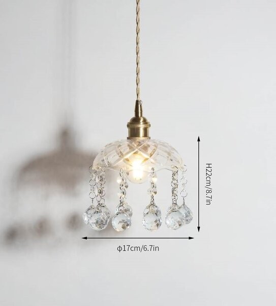 Vintage helder geribbeld glas paraplu hanglamp HL49