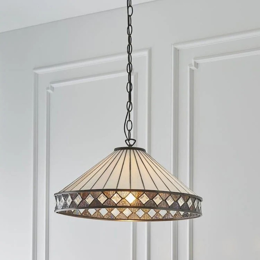 TF Fargo hanglamp - Verlichting in Tiffany-stijl met een Art Deco kap en verstelbare ketting HL2165
