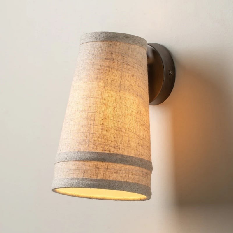 Zalen wandlamp met linnenstructuur in bronskleur - Zachte retro wandlamp voor leeshoek HL1912