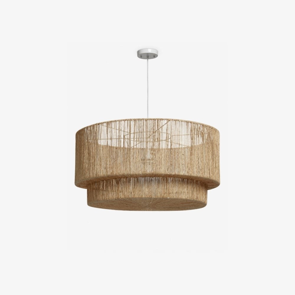 Florevian geweven jute hanglamp - Boho chic trommelvormige hanglamp voor woon- of eetkamer HL1870