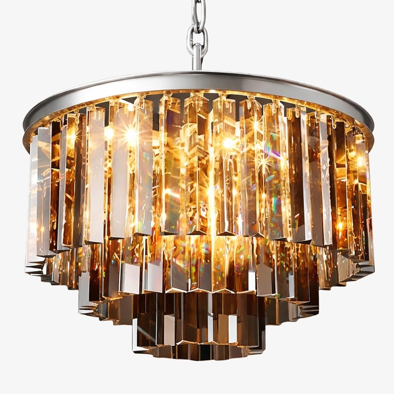 Aurevon Crystal Prism Modern Plafondkroonluchter met Metalen Frame voor Thuis en Hotel HL2298