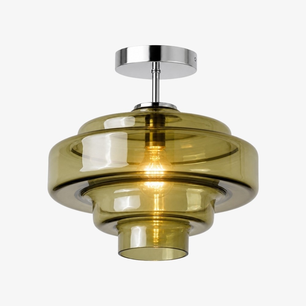 Koloro glazen plafondlamp - gelaagde, afgeronde lampenkap voor hal of garderobe HL3581