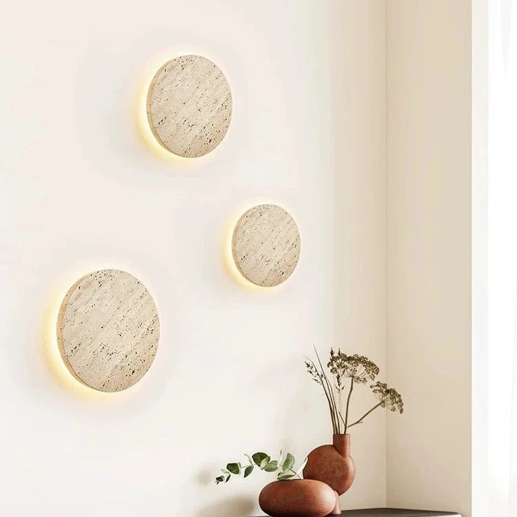 Travertijn stenen ronde wandlamp HL1270