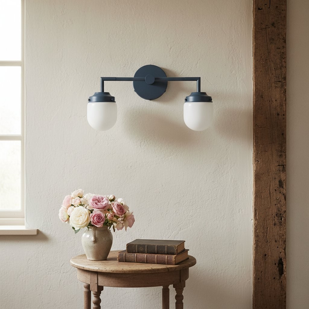 Opaalglas dubbele wastafellamp - Vintage stijl badkamer dubbele wandverlichting HL1665