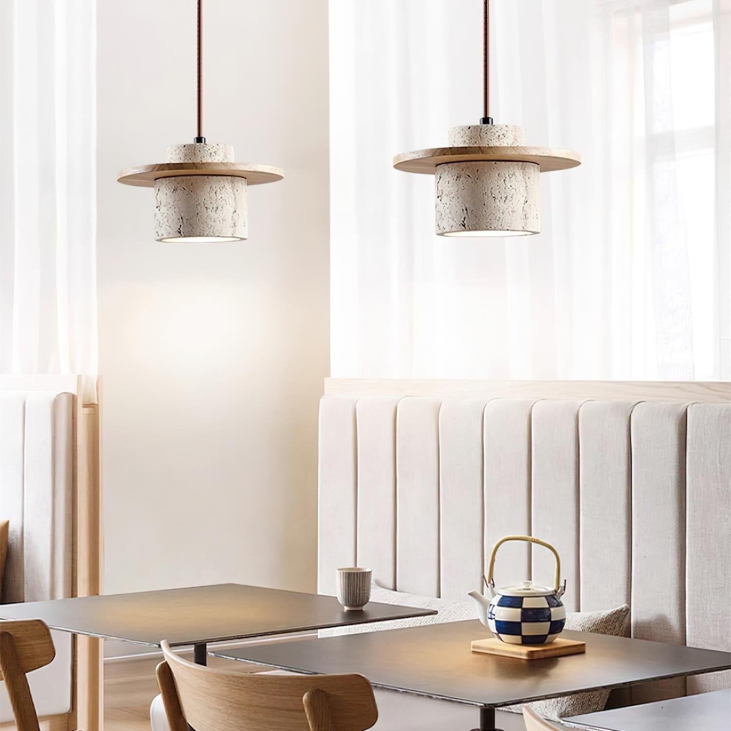 Elegante Cylindra stenen hanglamp met textuur HL992