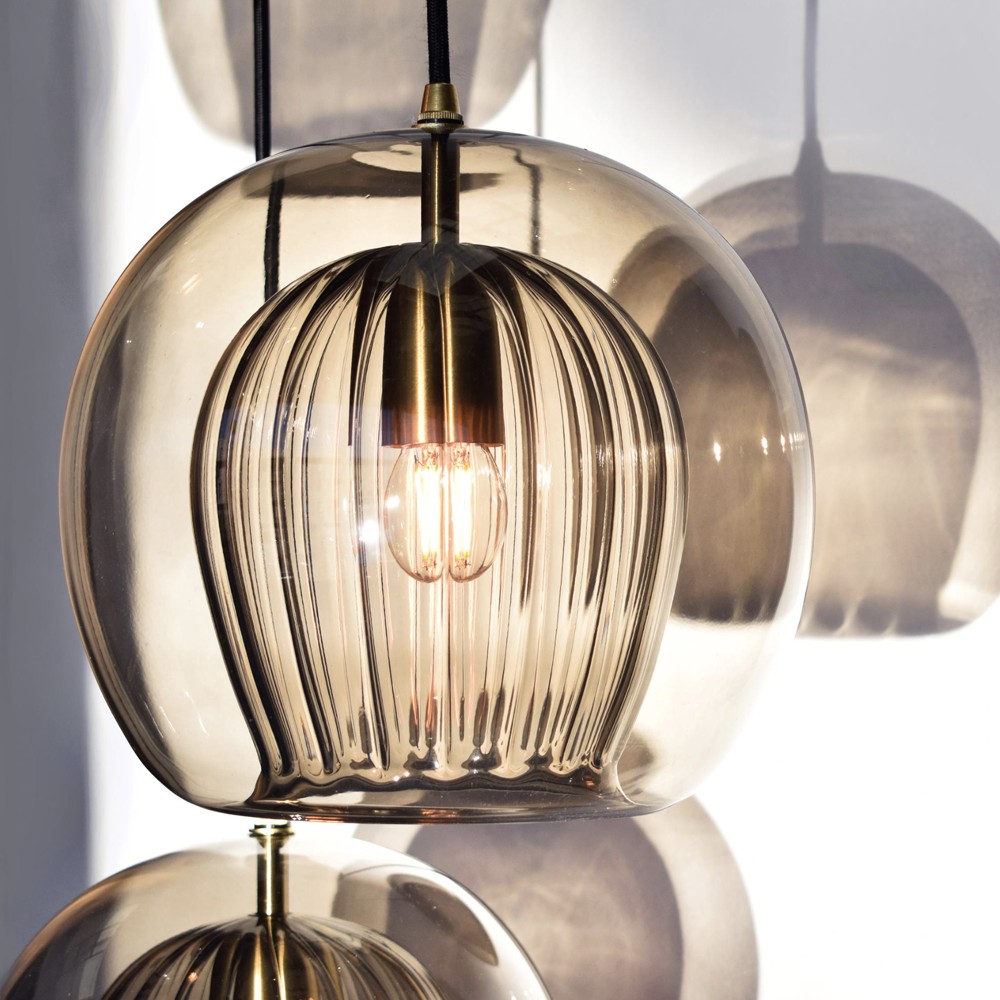 Moderne geplooide glazen hanglamp HL954