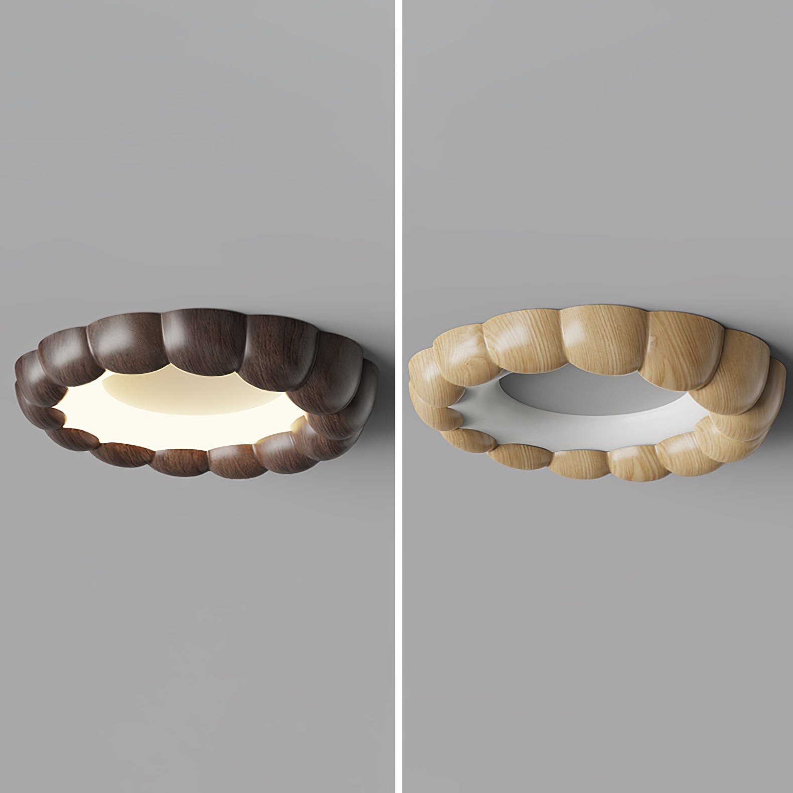 Plafondlamp met imitatiehouten rimpel HL441