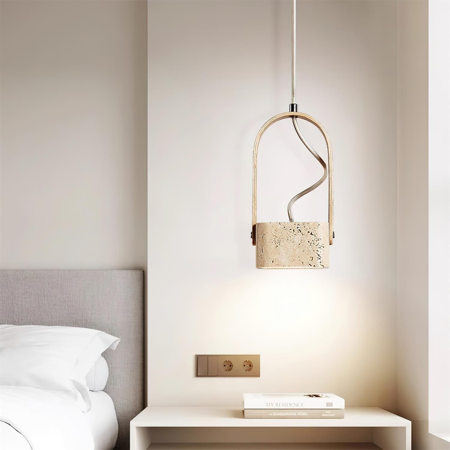 Geometrische gele travertijn hanglamp HL575