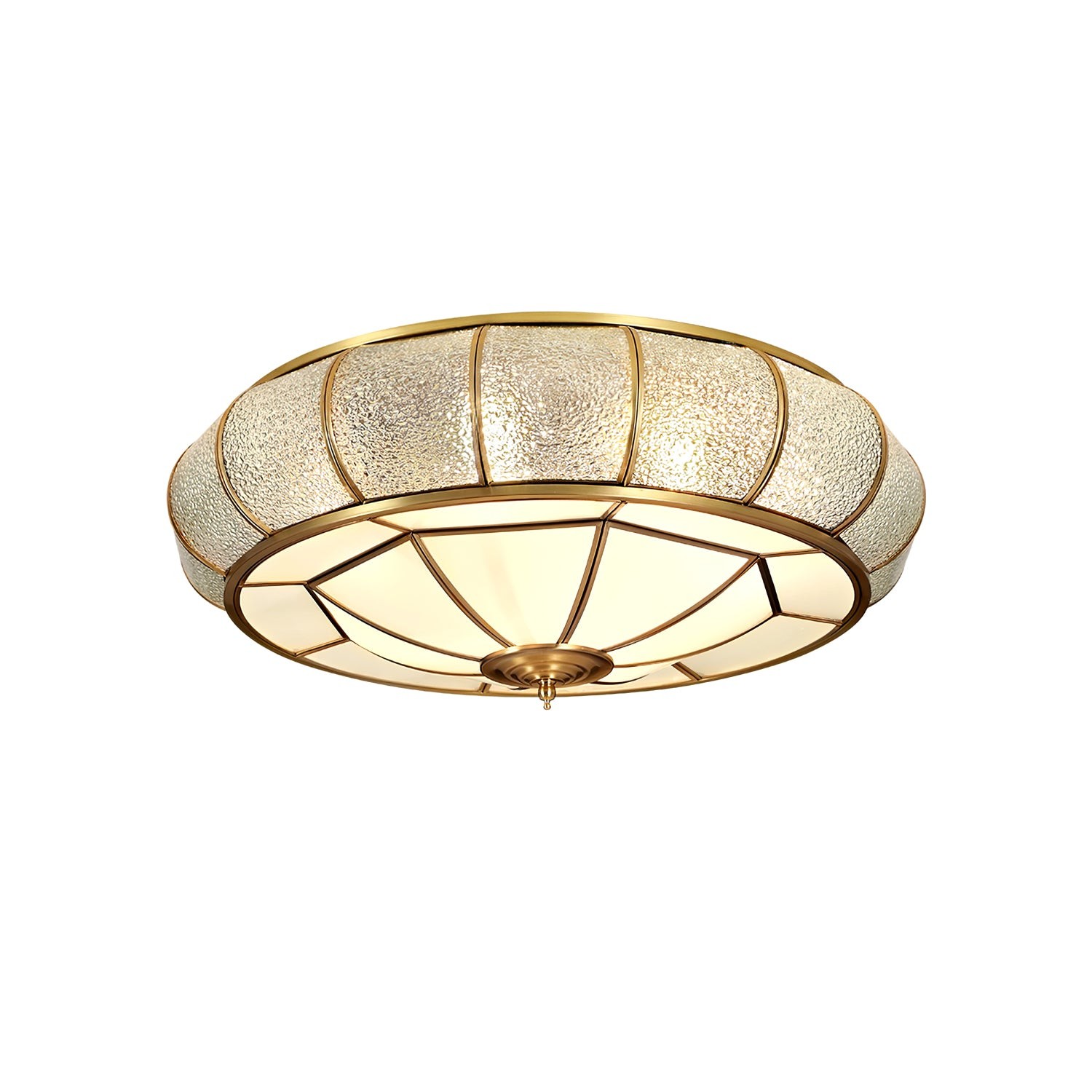 Ronde plafondlamp van getextureerd glas HL756