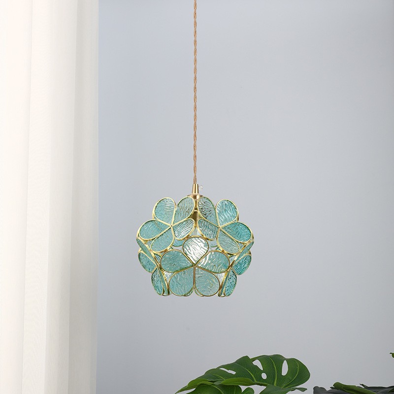 Romantische handgeblazen glazen bloemblad hanglamp HL47