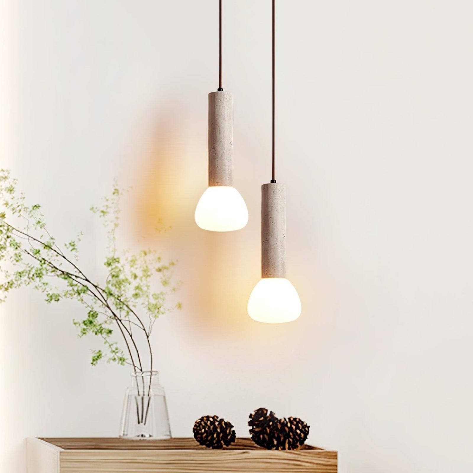 Elegante hanglamp in travertijncrème-stijl HL3473