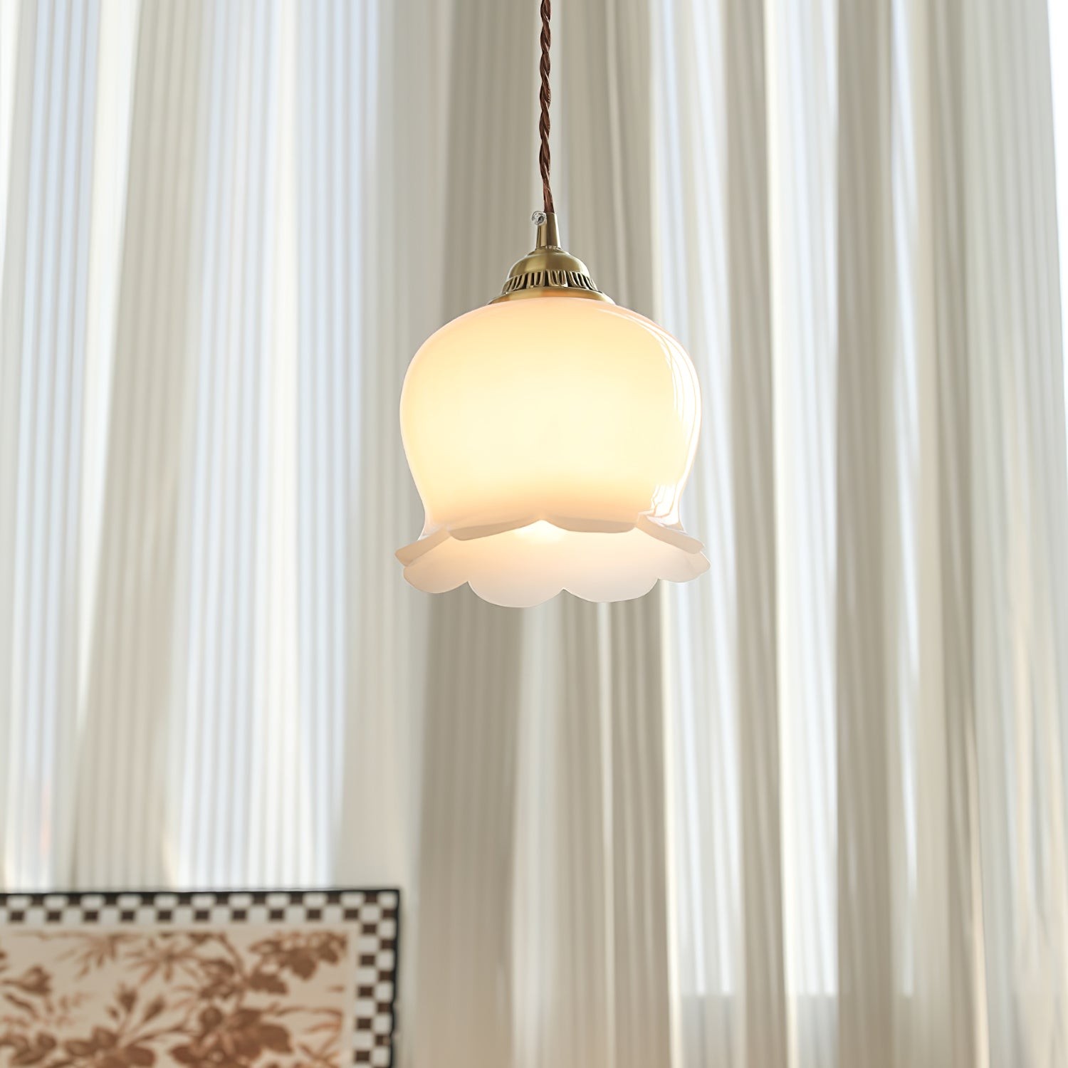 Retro Crème Lily Flower Hanglamp HL302