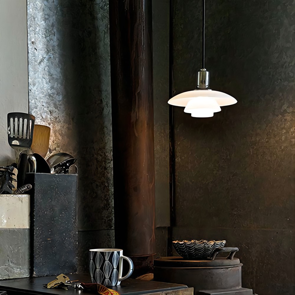 Klassieke Opaalglas Eettafel Hanglamp
