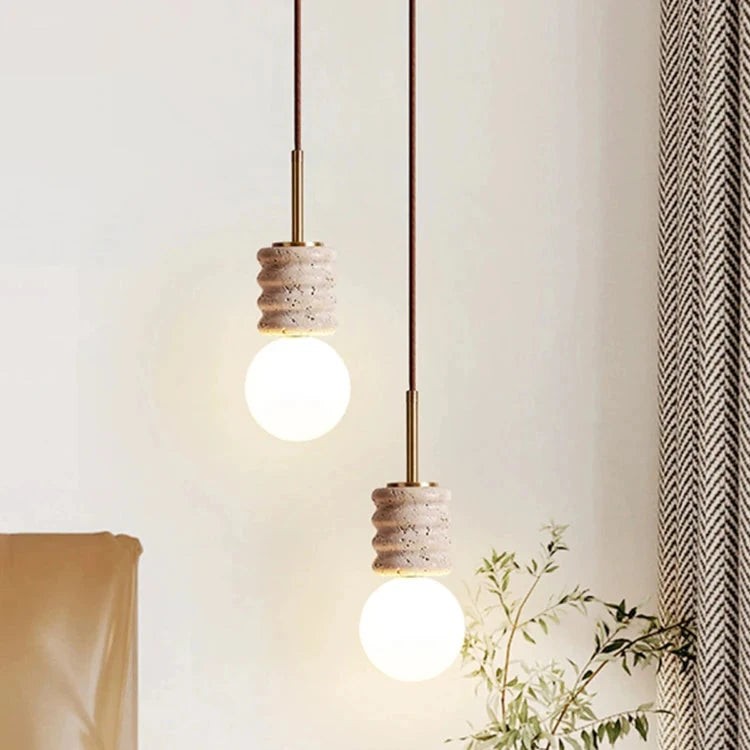 Moderne LED-hanglamp met stenen design voor naast het bed HL3470