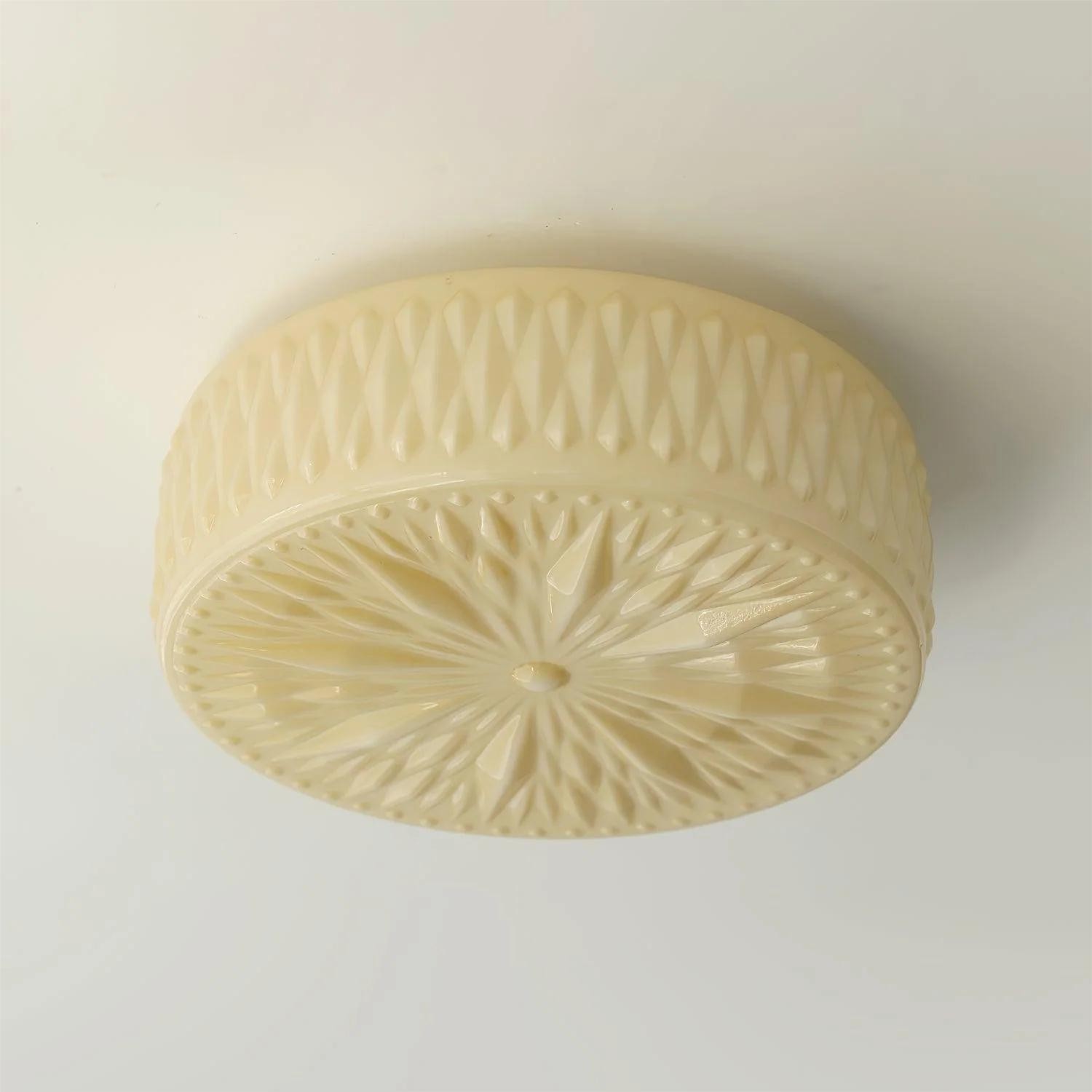 Vintage gebeeldhouwde glazen schijfplafondlamp HL194