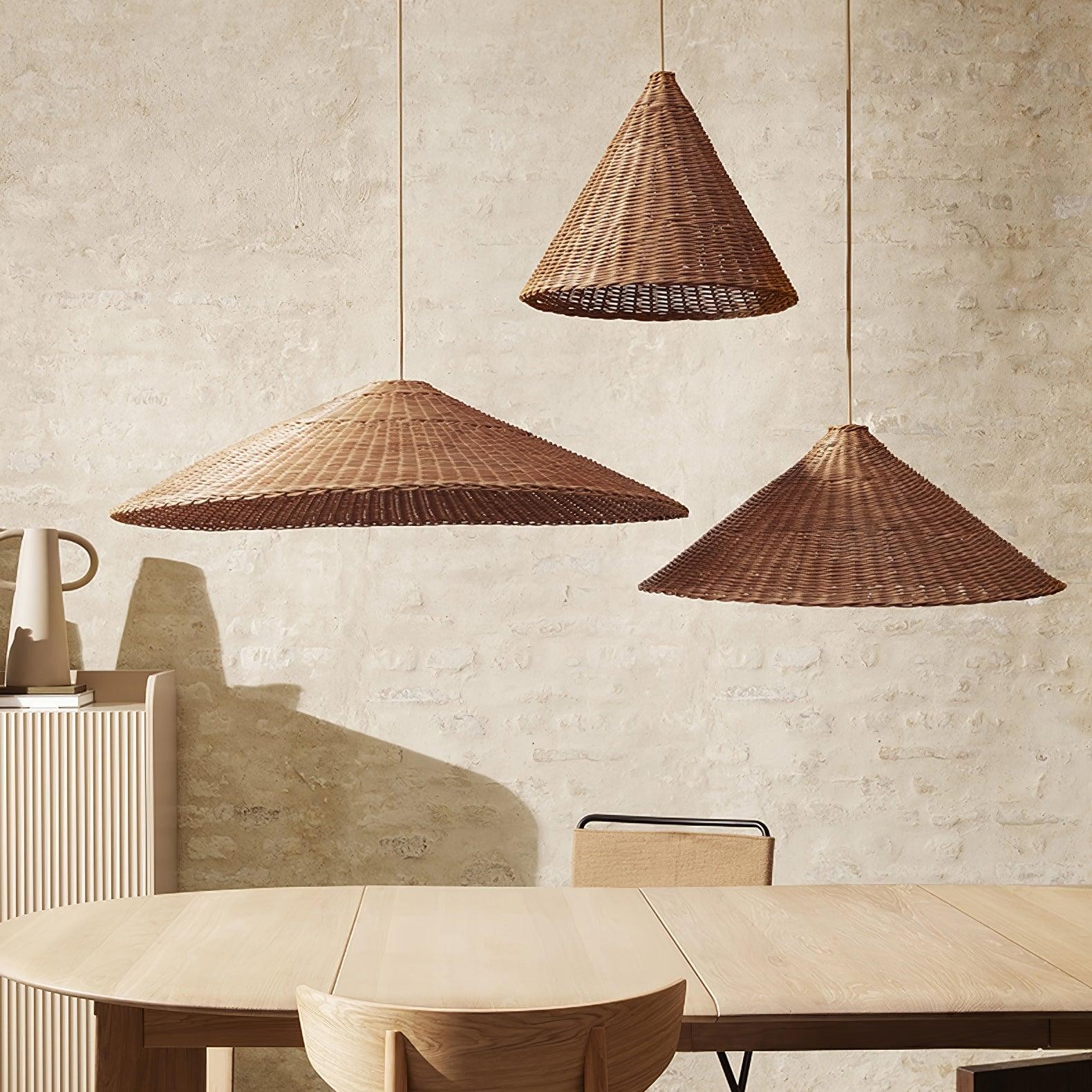 Hanglamp in de vorm van een rotan hoed, geschikt voor de woonkamer HL796