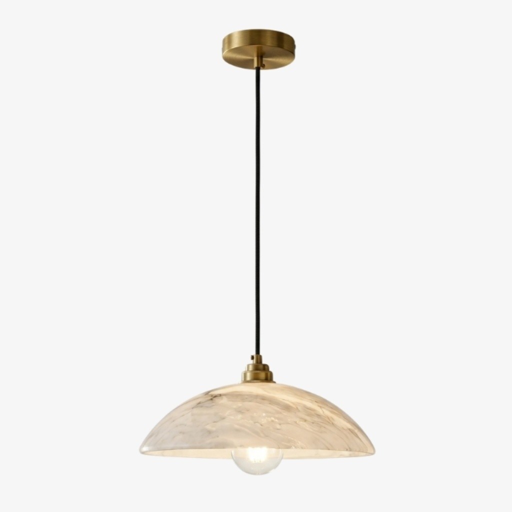 Alariv Elegante Alabaster Dome Hanglamp - Moderne Steenverlichting voor Eet- of Woonkamer HL2500