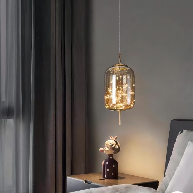 Scandinavische cilindervormige ovale glazen hanglamp HL479