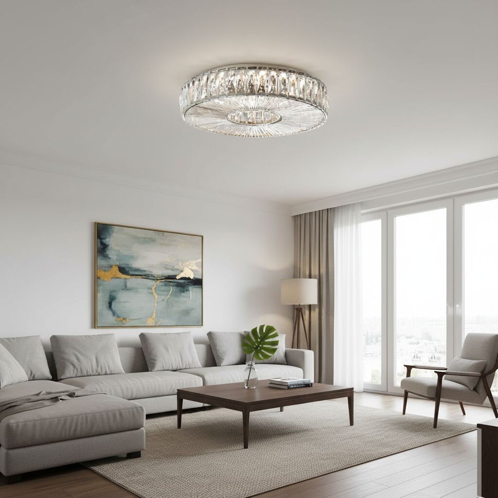Glomar ronde plafondlamp van glas - moderne metalen en glazen afwerking voor woonruimtes HL2332